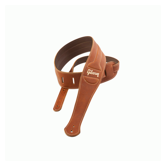 Gibson Classic Brown Leather Guitar Strap, Adjustable 48"-60"