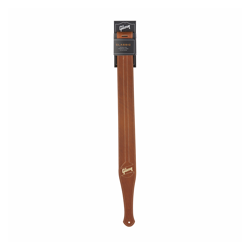 Gibson Classic Brown Leather Guitar Strap, Adjustable 48"-60" — view 2