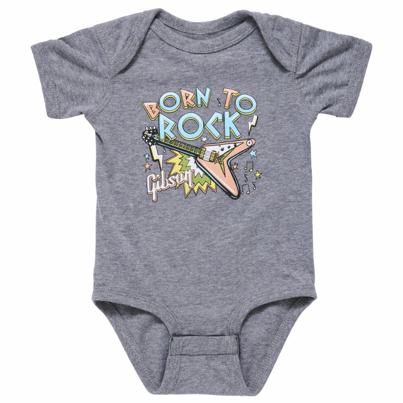 Gibson Born to Rock Baby Onesie Gray 12/18M Cotton/Polyester Blend