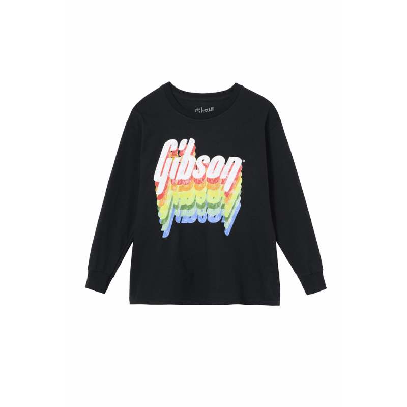 Gibson Kids Rainbow Logo Long Sleeve Tee Black Medium