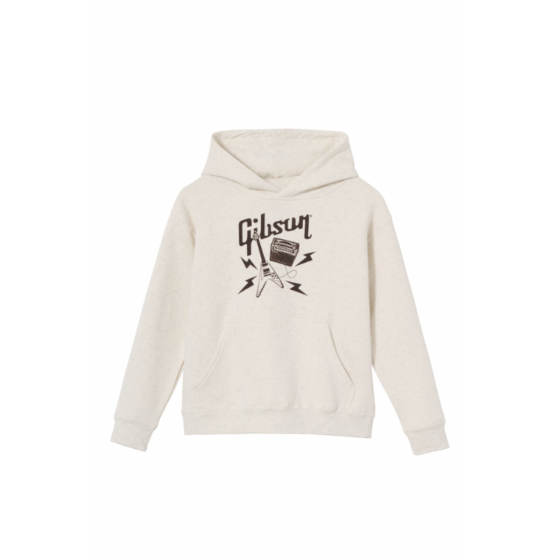 Gibson Kid's Flying V Pullover Hoodie Cream Small 50% Cotton/50% Polyester