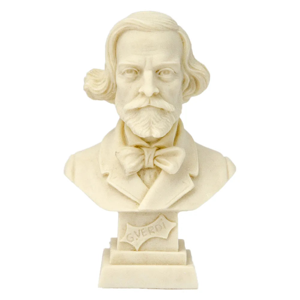 11cm Crushed Marble Verdi Bust by Cav. Arnaldo Giannelli