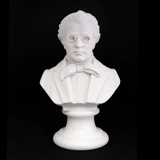 15cm Crushed Marble Schubert Bust by Cav. Arnaldo Giannelli, Volterra Artisan Craft
