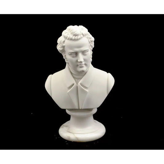 Bust 15cm Crush Marble Bellini - Musician Bust by Cav. Arnaldo Giannelli, Made of Recombined Stone, Detailed Artisan Craftsmanship