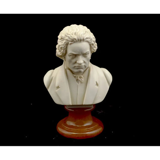 15cm Beethoven Bust - Marble and Alabaster Blend - Sculpted by Cav. Arnaldo Giannelli - Made in Volterra, Italy