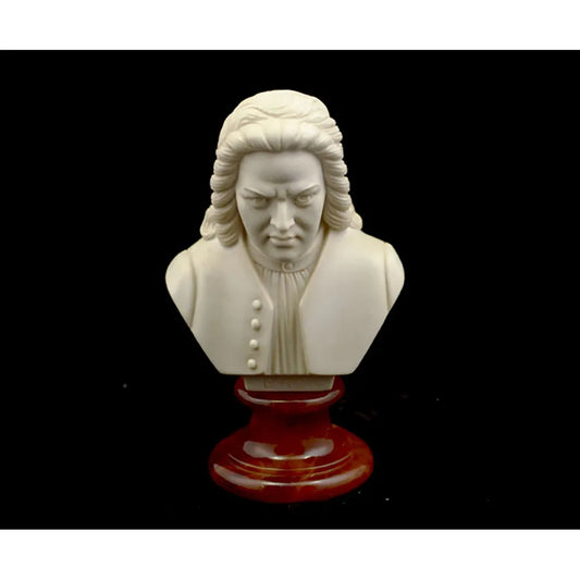 15cm Marble Bust - Composer from Cav. Arnaldo Giannelli, Volterra, Italy - Recomp. Stone, Alabaster & Marble Powder, Artisan Crafted