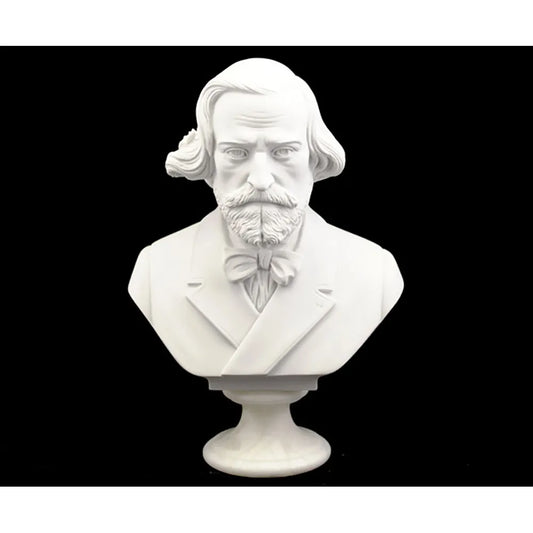 Bust 30cm Crushed Marble Verdi - Musician Bust by Cav. Arnaldo Giannelli, Volterra, Alabaster & Marble Powder, Detailed Artisan Craftsmanship