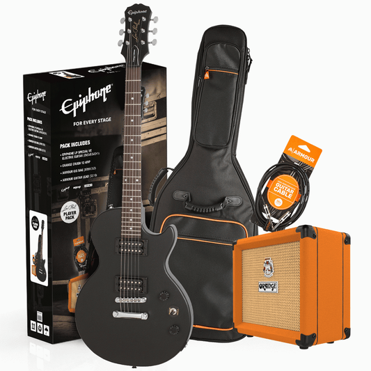 Epiphone Les Paul LP Special E1 Electric Guitar Pack Ebony w/ Orange Crush 12 Amp & Bag & Lead