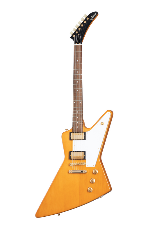 Epiphone 1958 Korina Explorer Electric Guitar Aged Natural & White Pickguard  w/ Hard Case