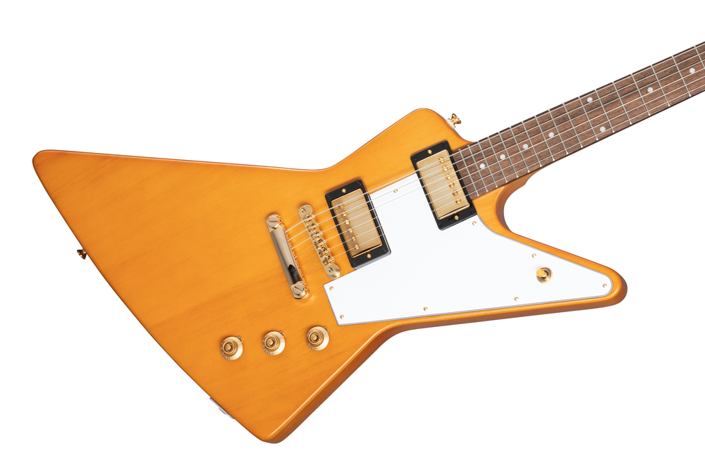 Epiphone 1958 Korina Explorer Electric Guitar Aged Natural & White Pickguard  w/ Hard Case — view 2