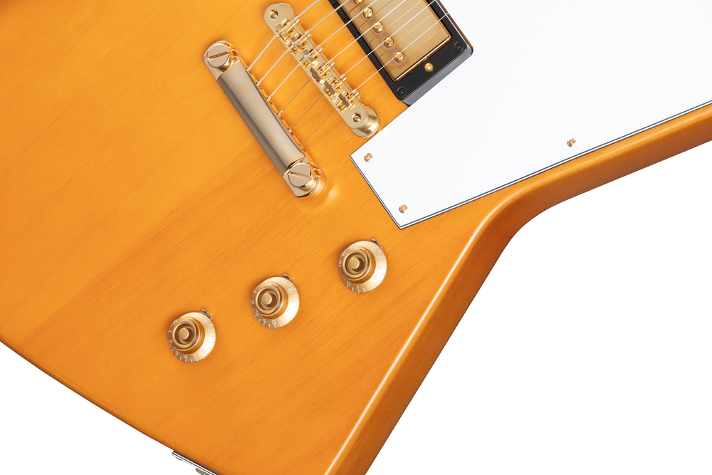 Epiphone 1958 Korina Explorer Electric Guitar Aged Natural & White Pickguard  w/ Hard Case — view 4