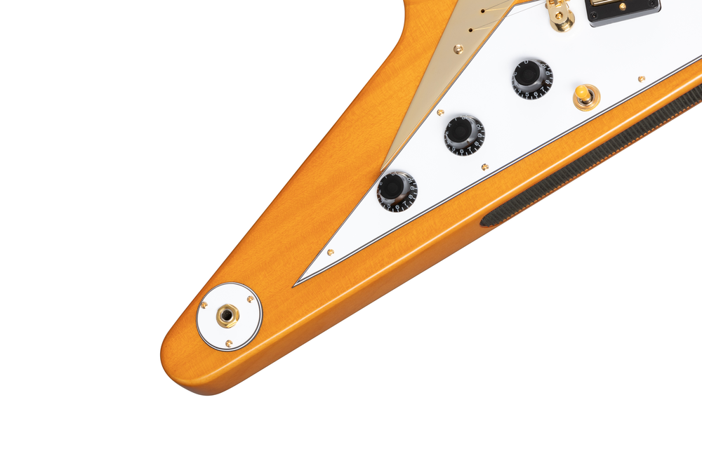 Epiphone 1958 Korina Flying V Electric Guitar Aged Natural & White Pickguard w/ Hard Case — view 3