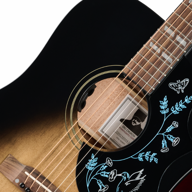 Epiphone Eric Church Hummingbird Dark Acoustic Guitar Cobra Burst — view 3