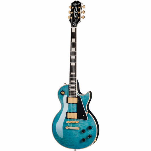 Epiphone Les Paul Custom Quilt Ocean Blue Burst with Gig Bag