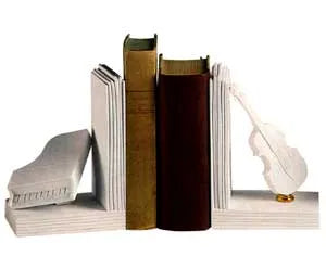 Violin & Piano Bookends - Handmade Tuscan Alabaster and Marble