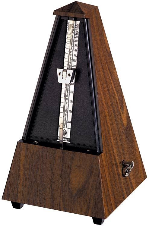 Wittner 855 Series Mechanical Metronome with Bell, Walnut Grain Finish, Made in Germany — view 2