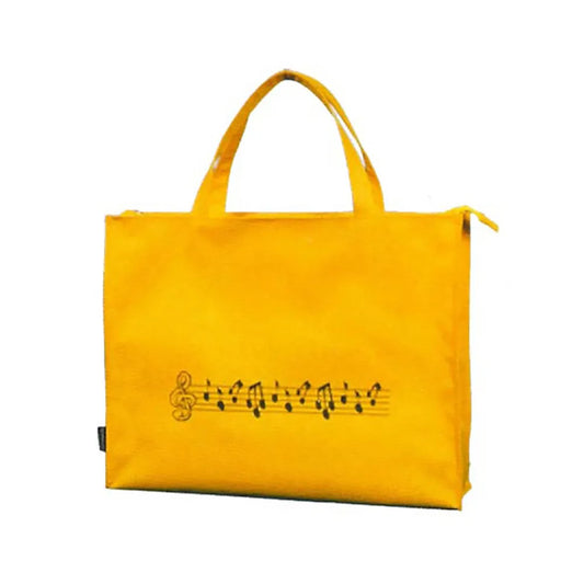 Music Carry Bag - Wide Yellow with Notes