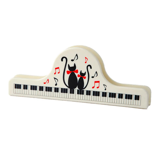 Pickboy Wide Clip - Piano Key Design with Twin Cats, 15cm