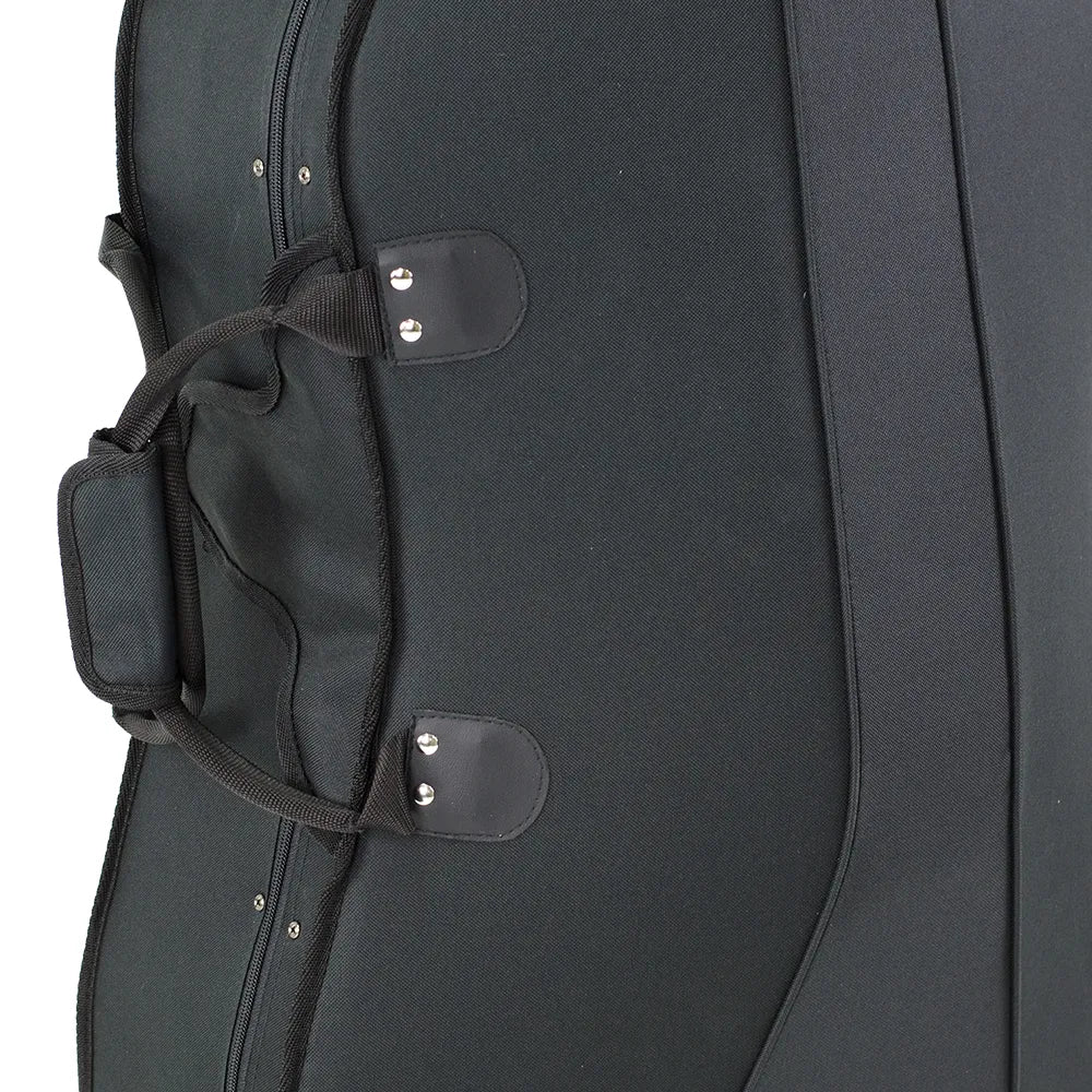 TG Lightweight Black Cello Case with Wheels 3/4 - 600D Oxford Fabric, Padded Straps, External Pocket, 3.3kg, 115cm Length — view 4