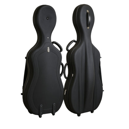 HQ Lightweight Hard Cello Bag with Wheels - Black 4/4, Holds 2 Bows, EVA Shell, Backpack Straps, Neck Restraint, 5kg — view 4