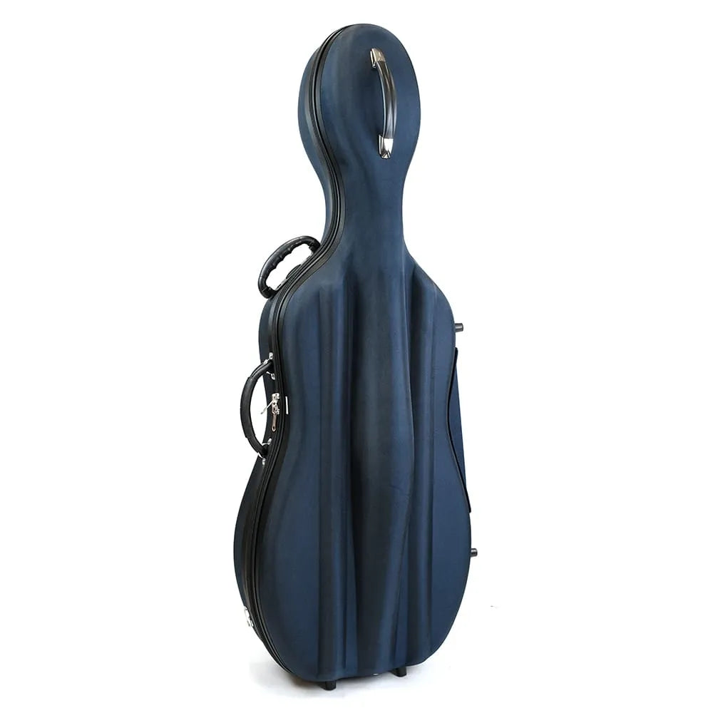 HQ Lightweight Hard Cello Bag with Wheels - Blue 3/4