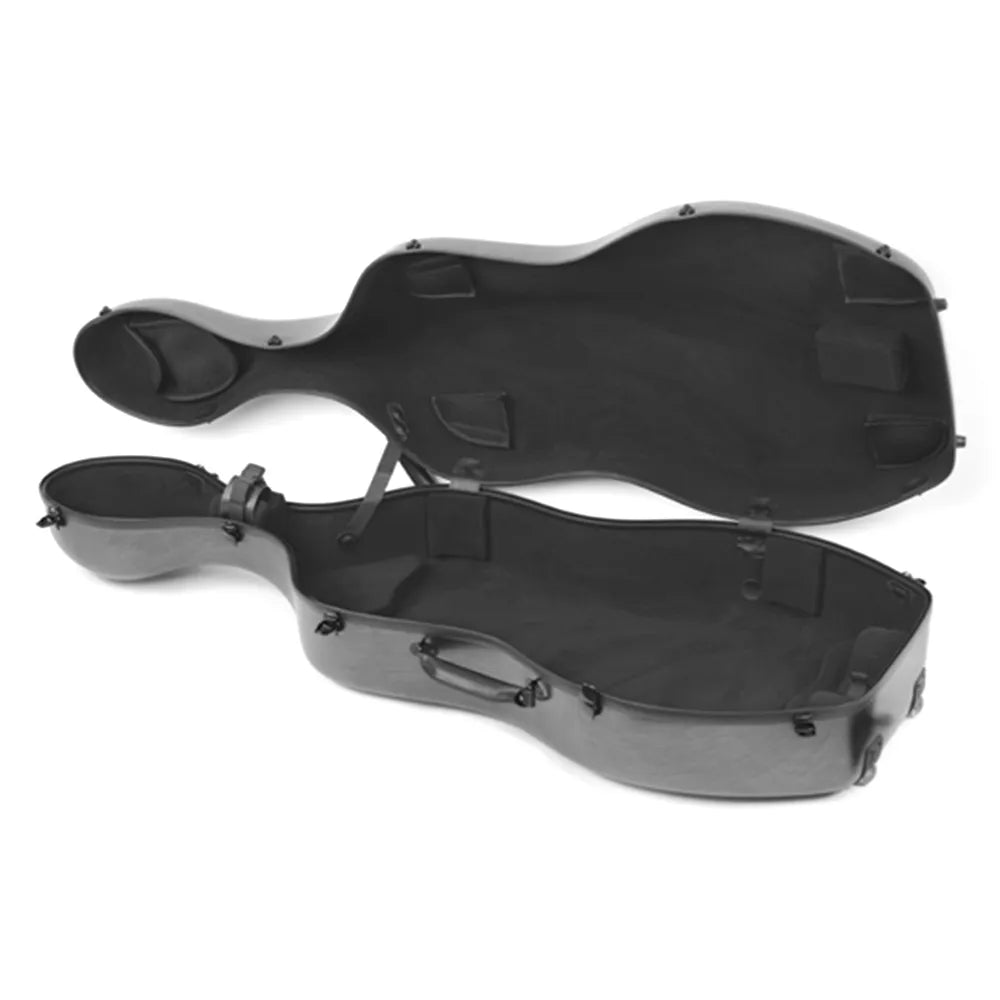 HQ Polycarbonate Cello Case Brushed Blue 4/4 with Wheels and Backpack Straps — view 2
