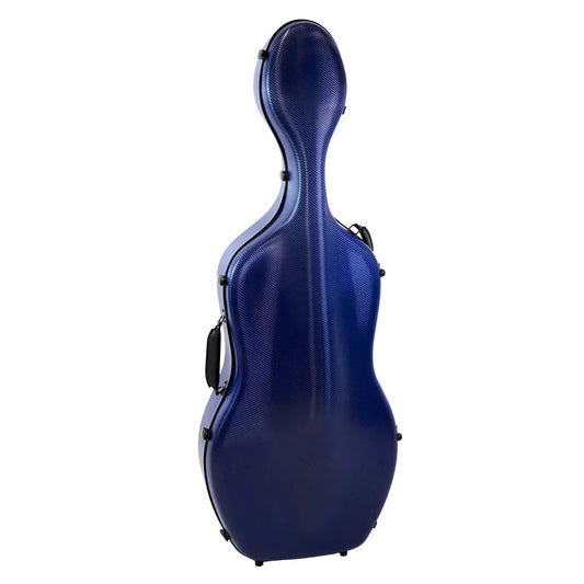 HQ Polycarbonate Cello Case Textured Blue with Padding, Wheels, and Backpack Straps
