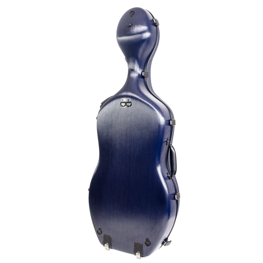 HQ Nouveau Cello Case Brushed Blue Polycarbonate Lightweight with Wheels and Backpack Straps — view 2