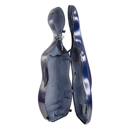 HQ Nouveau Cello Case Brushed Blue Polycarbonate Lightweight with Wheels and Backpack Straps — view 3