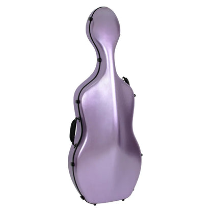 HQ Polycarbonate Cello Case in Brushed Mauve with Padding, Wheels, and Adjustable Restraint