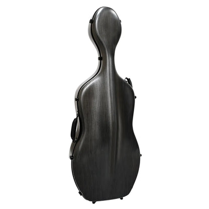 HQ Polycarbonate Cello Case Silver and Black 4/4 with Superior Padding and Wheels