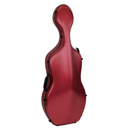 HQ Polycarbonate Cello Case Brushed Red with Internal Padding and Wheels