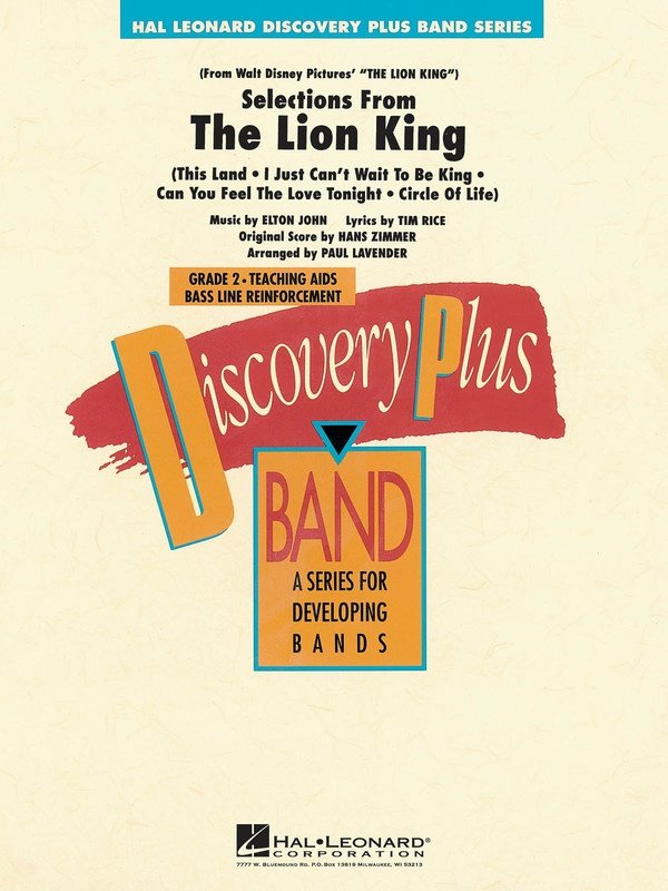 Lion King Selections — Concert Band Grade 2, Score & Parts (Hal Leonard)