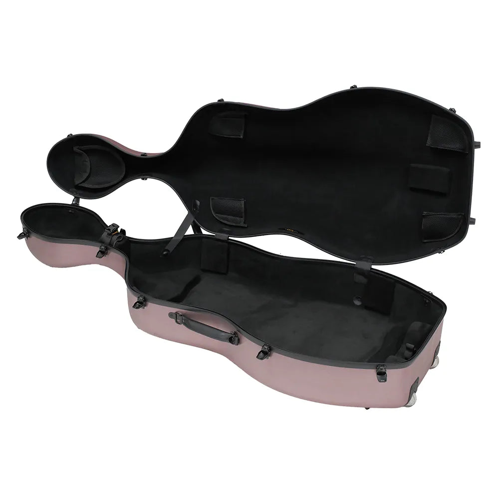 HQ Polycarbonate Cello Case in Brushed Rose Gold with Internal Padding and Wheels — view 3