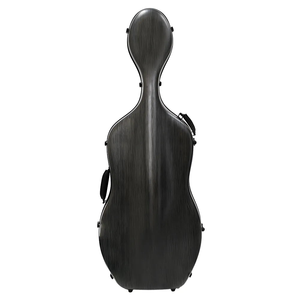 HQ Polycarbonate Cello Case Silver & Black 1/2 with Wheels and Padded Straps — view 2