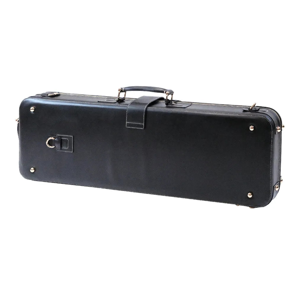 HQ Prestige Italian Leather Oblong Violin Case - Black, Carbon-Fibre Shell, Gold Zippers, Deerskin Lining, Removable Accessory Pouch, 3.8kg — view 2