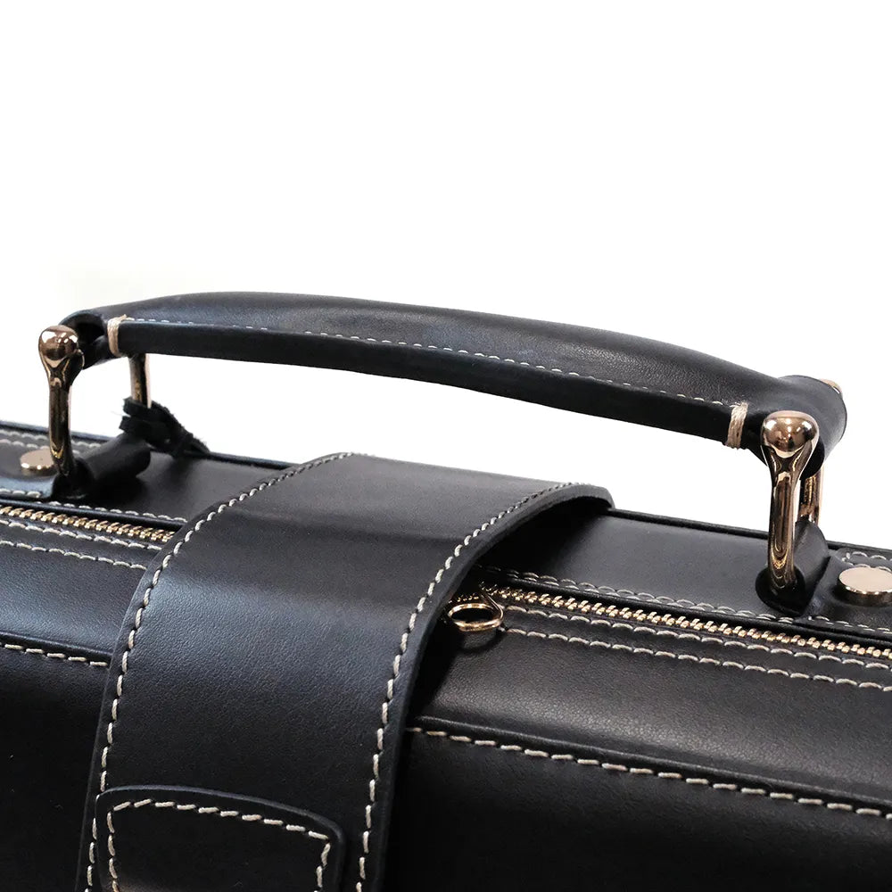 HQ Prestige Italian Leather Oblong Violin Case - Black, Carbon-Fibre Shell, Gold Zippers, Deerskin Lining, Removable Accessory Pouch, 3.8kg — view 5