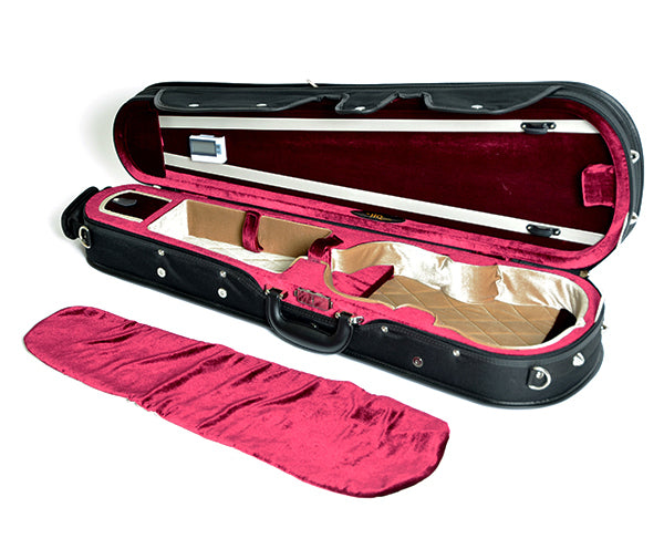 HQ Shaped Violin Case- Lightweight Pro Black/Wine&Tan