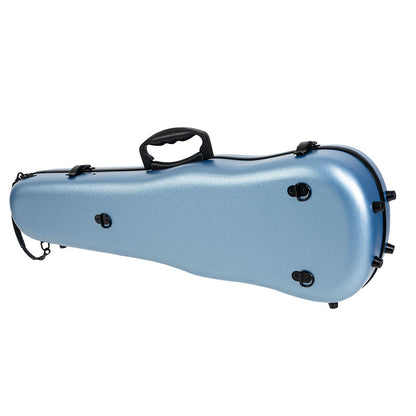 HQ ABS Shaped Violin Case Pastel Blue with velvet lining, shoulder straps, locks, and adjustable support — view 2