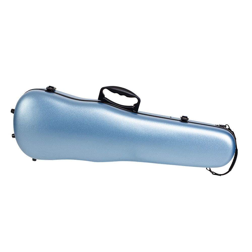 HQ ABS Shaped Violin Case Pastel Blue with velvet lining, shoulder straps, locks, and adjustable support — view 4