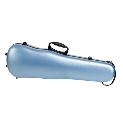 HQ ABS Shaped Violin Case Pastel Blue with velvet lining, shoulder straps, locks, and adjustable support — view 4