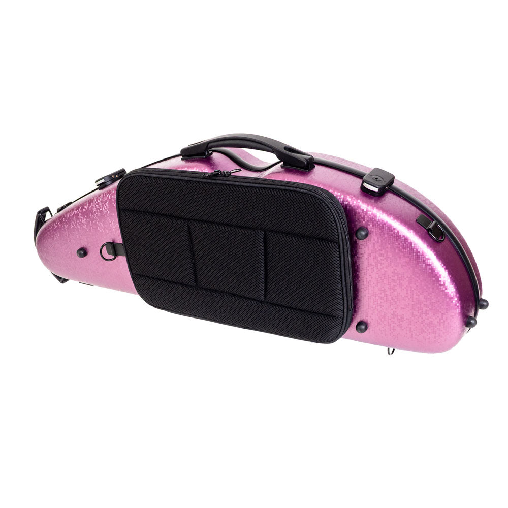 HQ Nouveau PC Half Moon Violin Case DIGI Pink for 4/4-1/2 sizes with adjustable neck support and accessory features — view 2