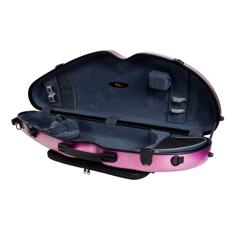 HQ Nouveau PC Half Moon Violin Case DIGI Pink for 4/4-1/2 sizes with adjustable neck support and accessory features — view 3