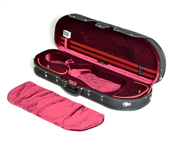 Half Moon Violin Case-HQ Lightweight Deluxe Black/Wine
