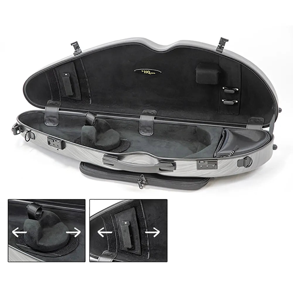 HQ PC Half Moon Violin Case Brushed Blue Adjustable 4/4-1/2 with Music Bag and Accessories — view 2