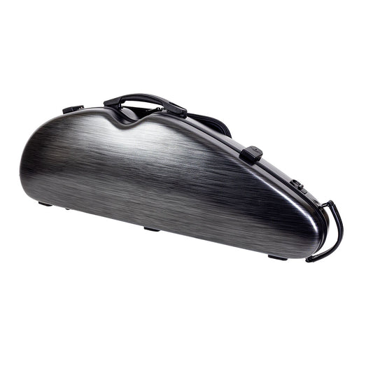NOUVEAU PC Half Moon Violin Case Silver Black 4/4-1/2 with blanket accessory pouch and bow holders