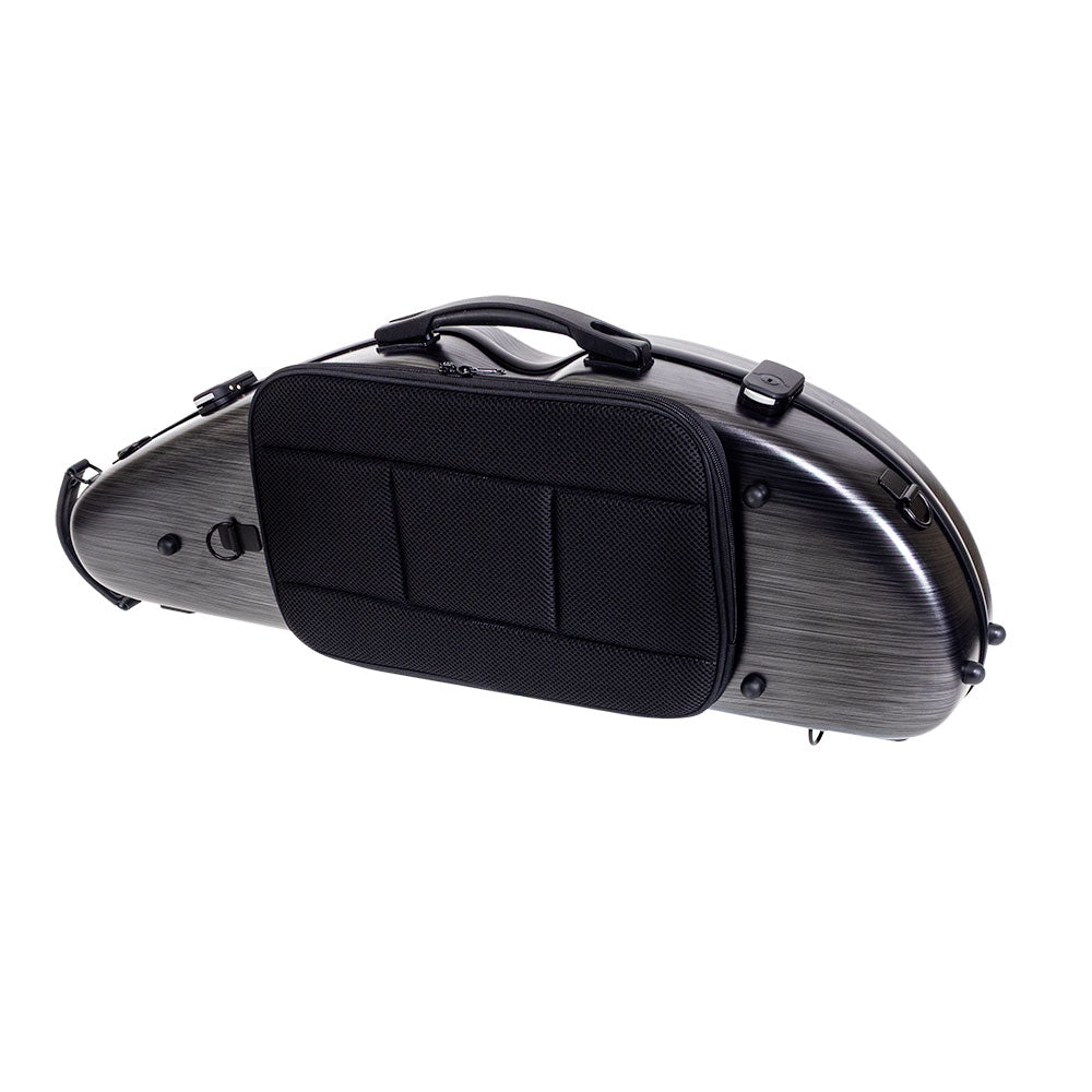 NOUVEAU PC Half Moon Violin Case Silver Black 4/4-1/2 with blanket accessory pouch and bow holders — view 2