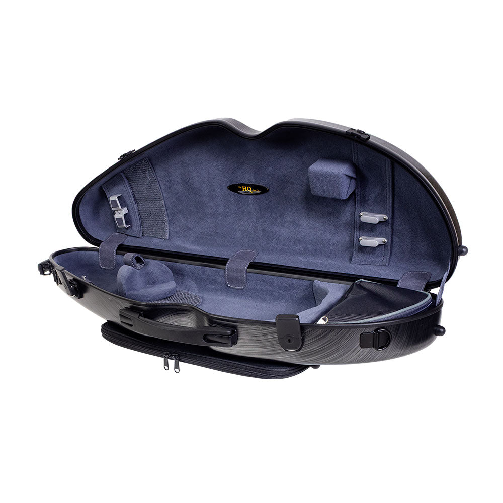 NOUVEAU PC Half Moon Violin Case Silver Black 4/4-1/2 with blanket accessory pouch and bow holders — view 3