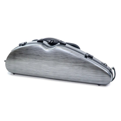 HQ PC Half Moon Violin Case Silver & Black Adjustable 4/4-1/2 with Blanket, Pouch, 2 Bow Holders, Lightweight Design