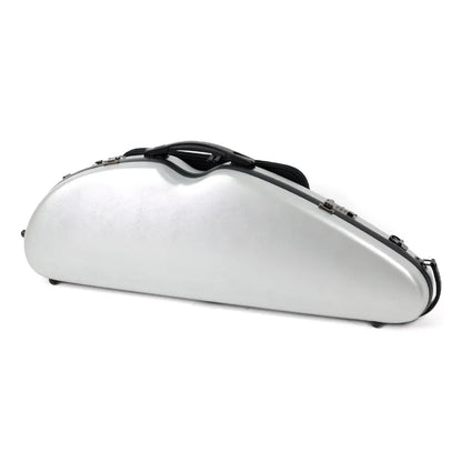 HQ Half Moon Violin Case Brushed Silver with Blanket and External Music Bag